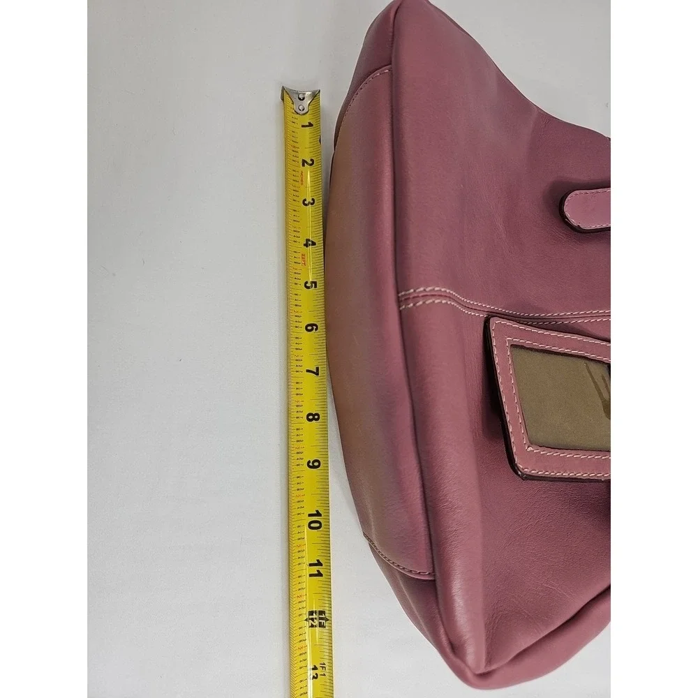 St. John's Bay Fuchsia Genuine Leather Handbag - New No Tags - 3 Center - ID Tag